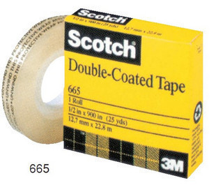 3M 665 思高牌Scotch 透明双面胶带 12.7mm宽X23m长